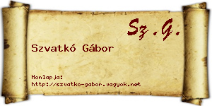 Szvatkó Gábor névjegykártya